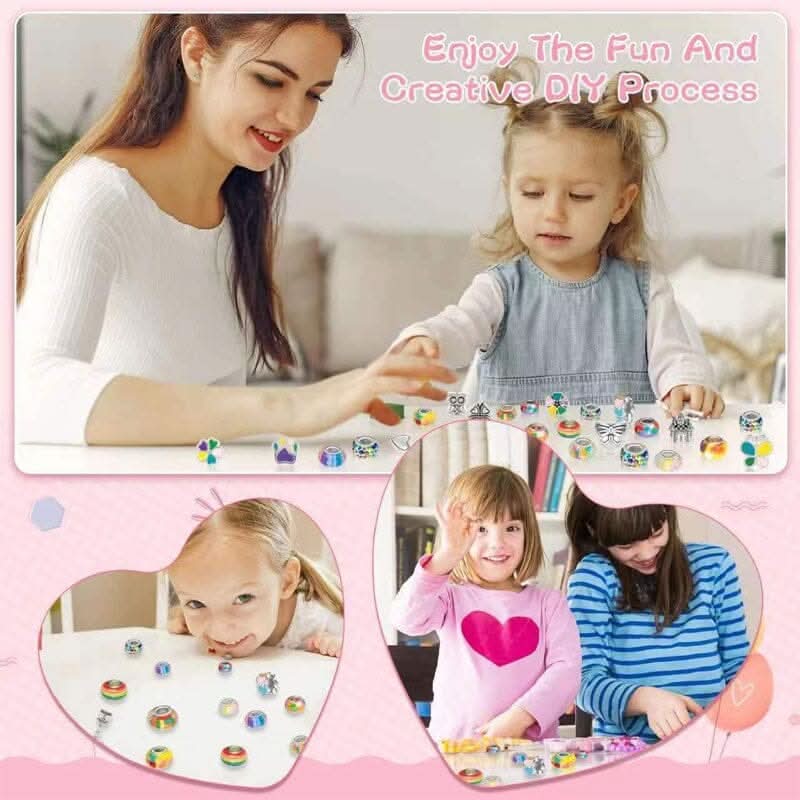 Bracelet Making Kit Sparkling Beads Charms Adjustable Cords