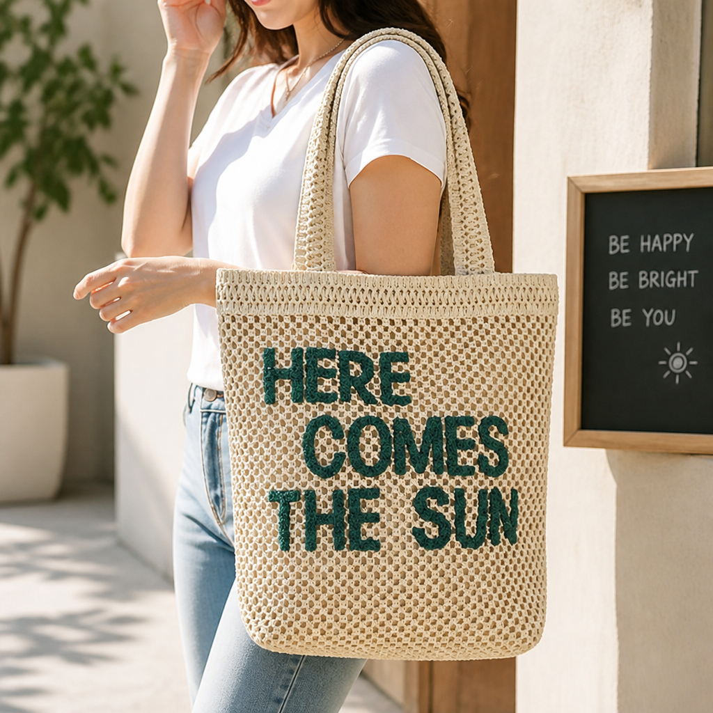 Breathable Lightweight Mesh Tote Bag (Here Comes The Sun Graphic)
