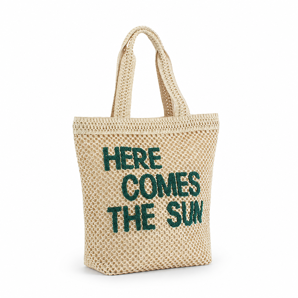 Breathable Lightweight Mesh Tote Bag (Here Comes The Sun Graphic)