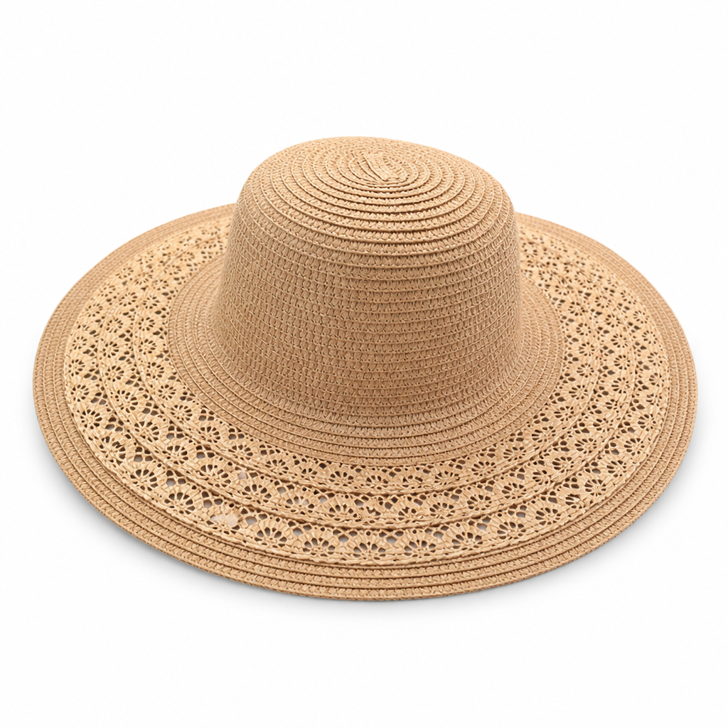 Breathable UV-Protective Crochet Trim Sun Hat