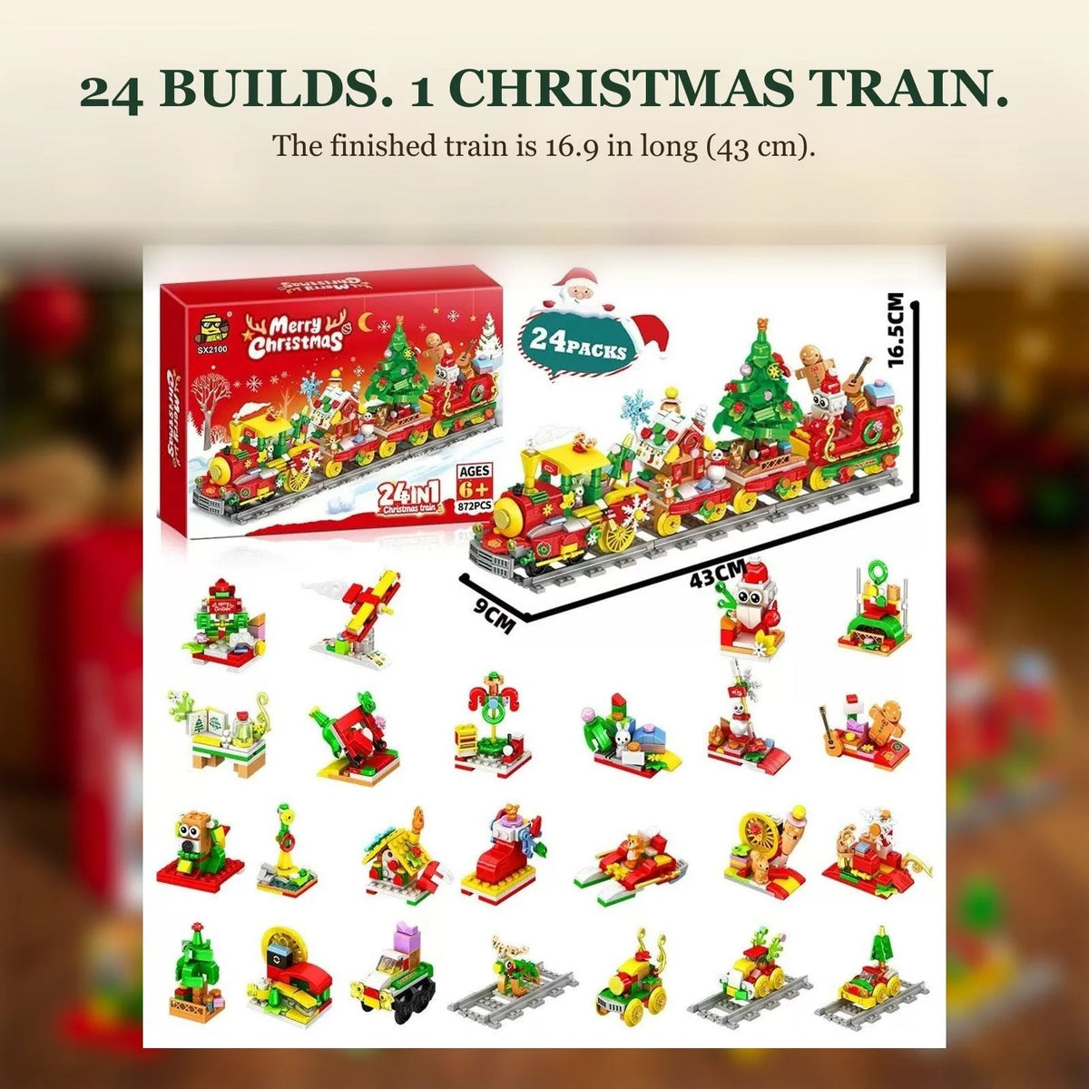 Brick Advent Calendar 24-Day Christmas Train 872 Pieces