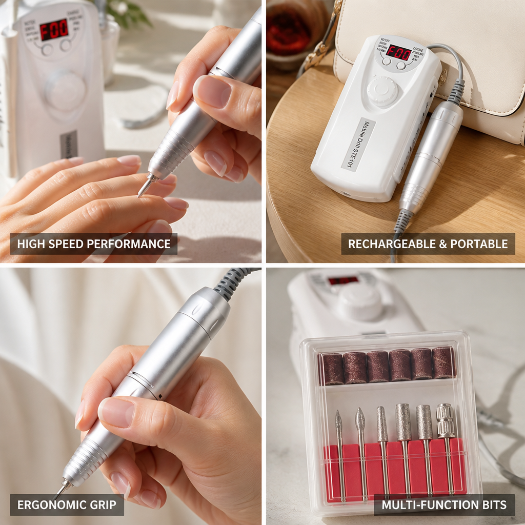 Brushless High-Speed Rechargeable Nail File (With 6 Bits)