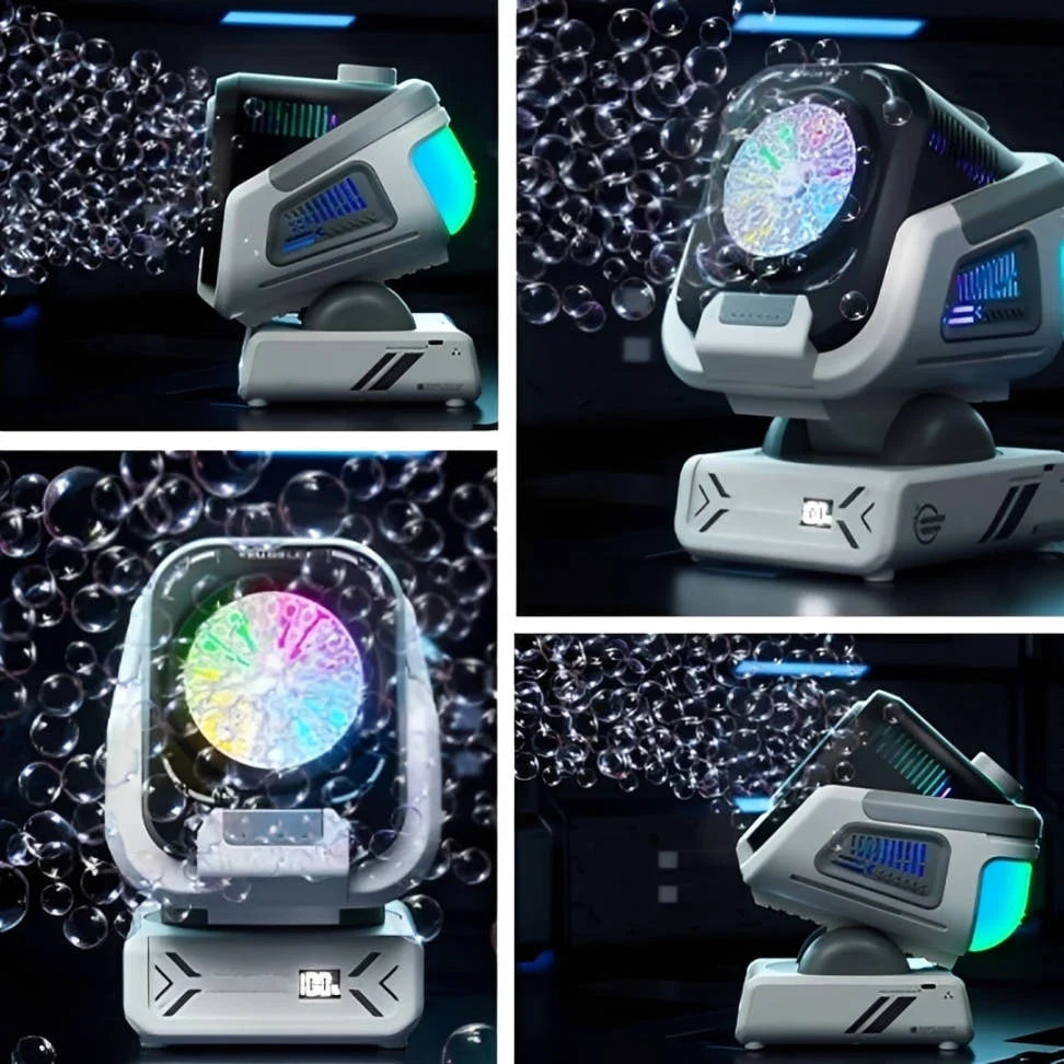 Bubble Machine Auto-Rotating USB Rechargeable RGB Lights