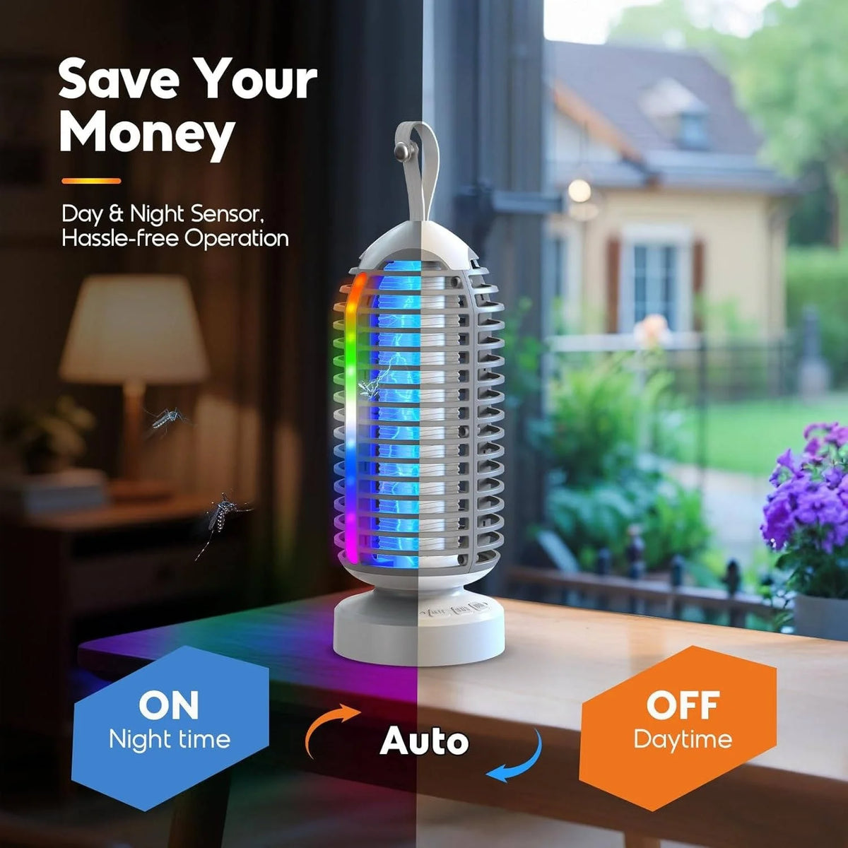 Bug Zapper Rechargeable USB-C 2100 Sq Ft Coverage