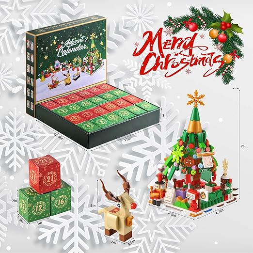 Building Block Advent Calendar 24-Day Winter Village Miniatures