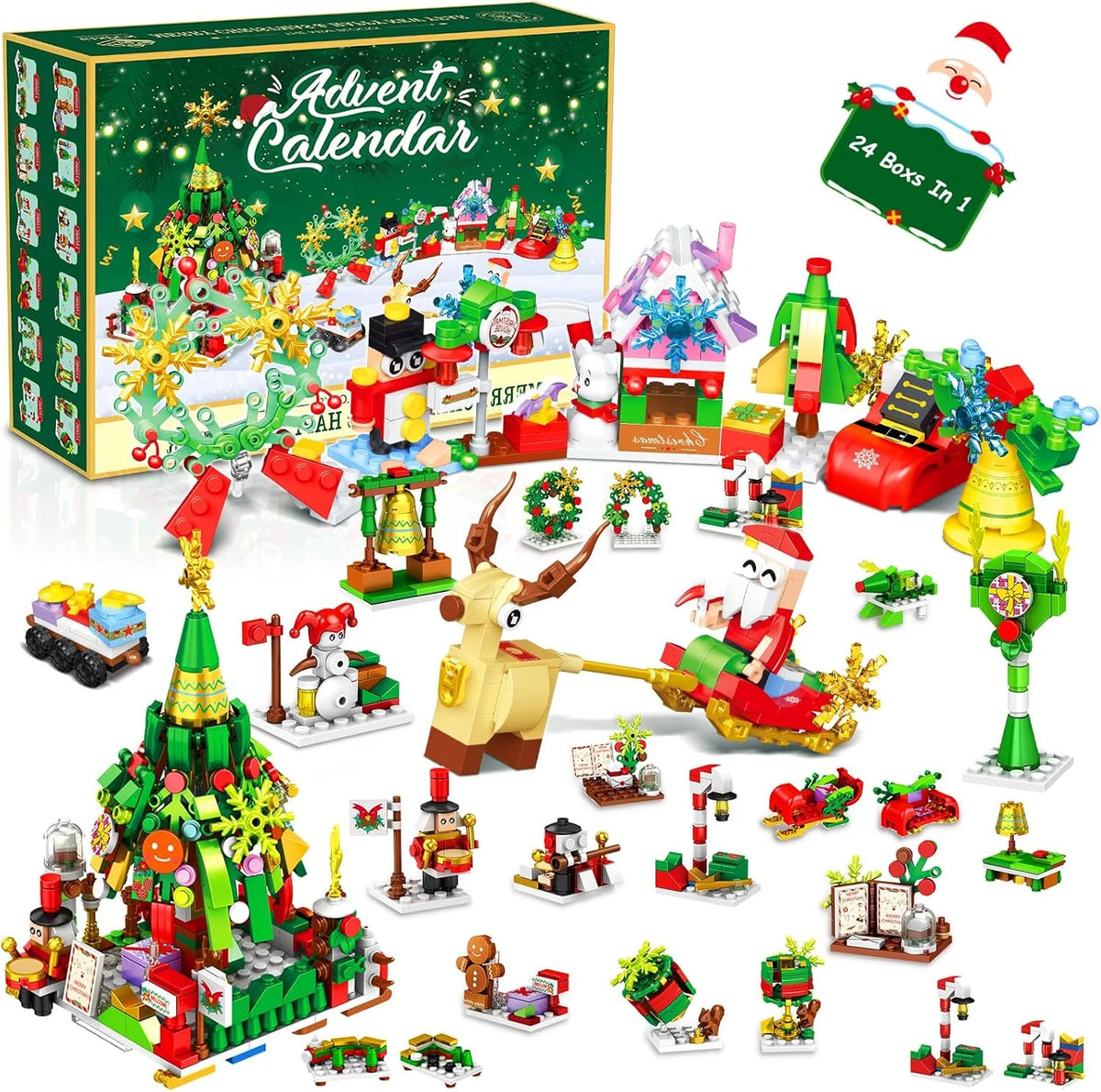 Building Block Advent Calendar 24-Day Winter Village Miniatures