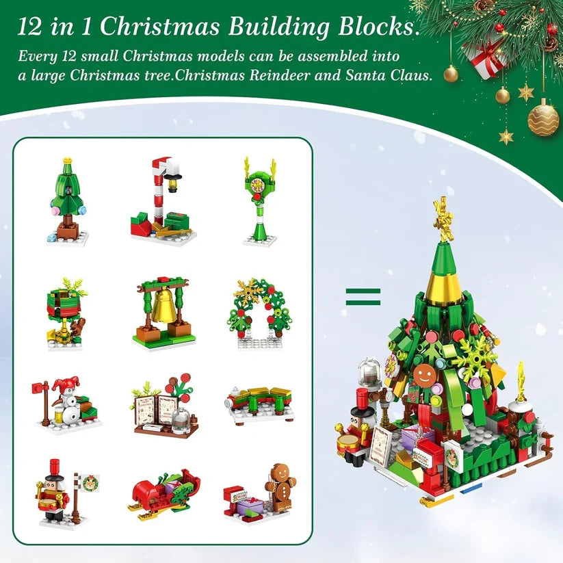 Building Block Advent Calendar 24-Day Winter Village Miniatures