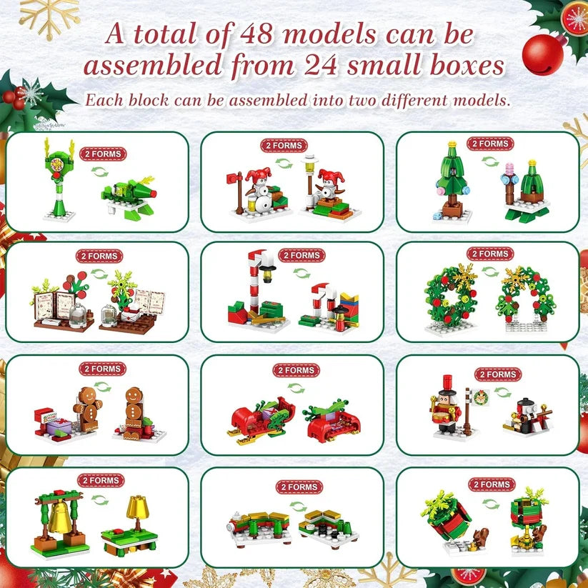 Building Block Advent Calendar 24-Day Winter Village Miniatures