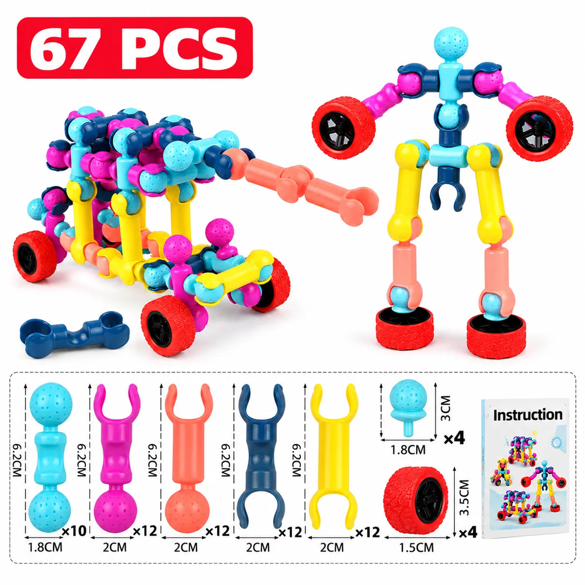 Building Block Set Skeleton Design Movable Joints
