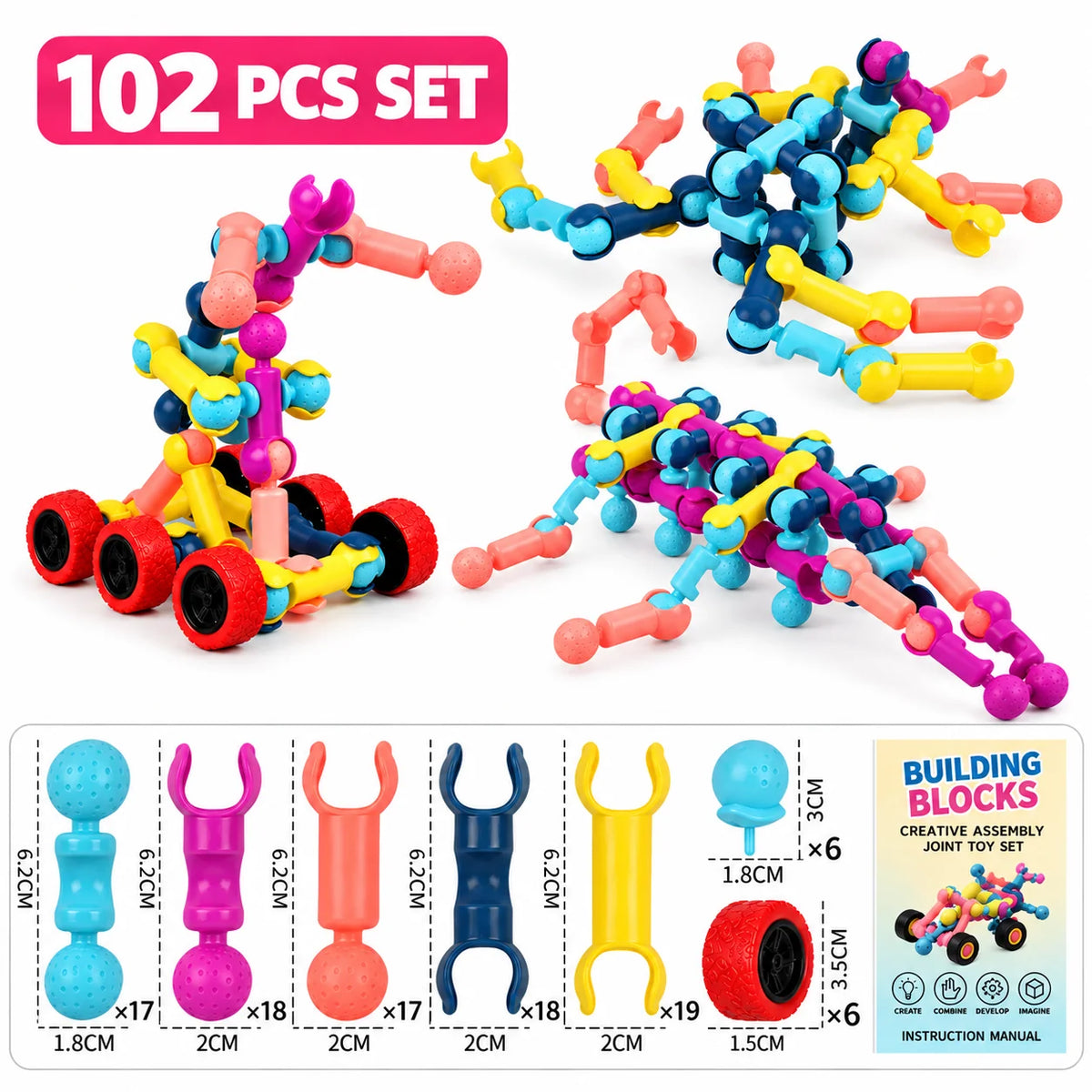 Building Block Set Skeleton Design Movable Joints