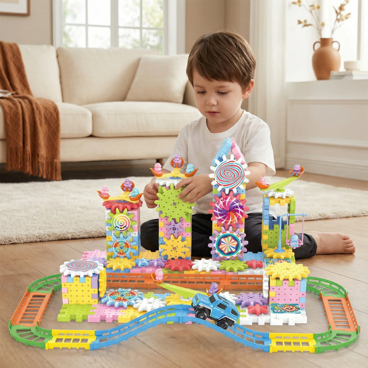 Building Set Snap-Together Rotating Gears Up To 203 Pieces