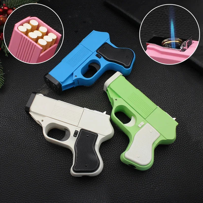 Butane Lighter Wind-Resistant Turbo Jet Flame Pistol-Inspired Design
