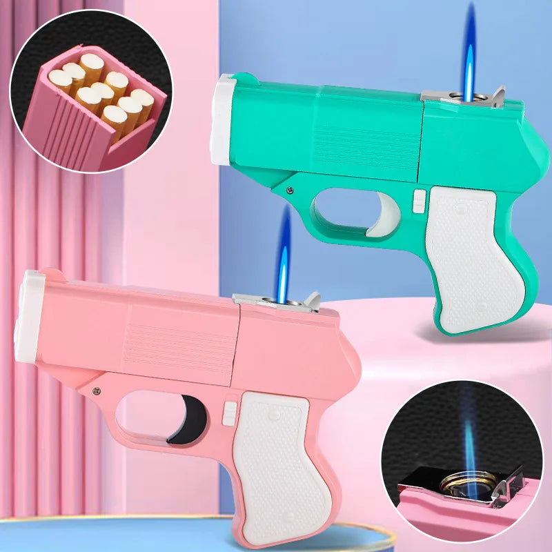Butane Lighter Wind-Resistant Turbo Jet Flame Pistol-Inspired Design