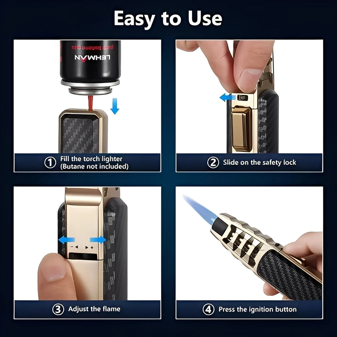 Butane Torch Windproof Refillable Blue Flame