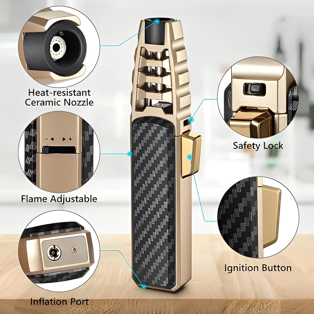 Butane Torch Windproof Refillable Blue Flame