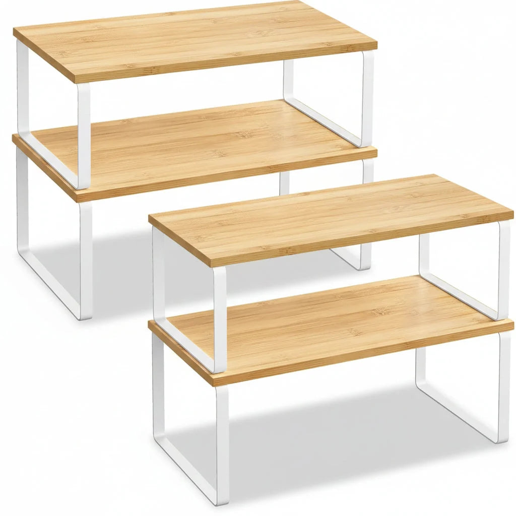 Cabinet Shelf Riser Metal Stackable Space-Saving