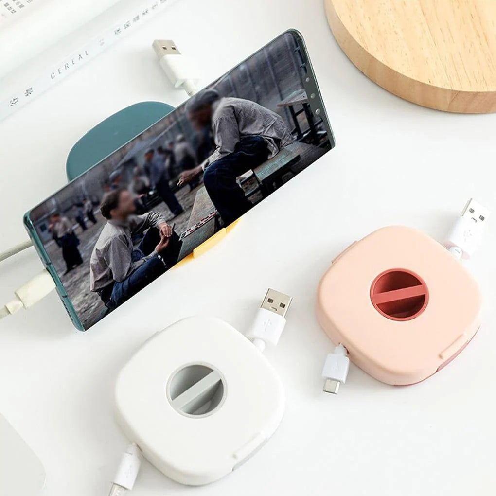 Cable Organizer Rotating Winder With Phone Holder