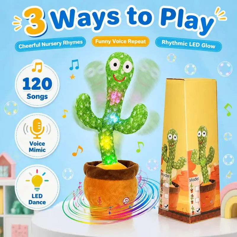 Cactus Plush Toy Organic Cotton Voice Recorder & LED Lights