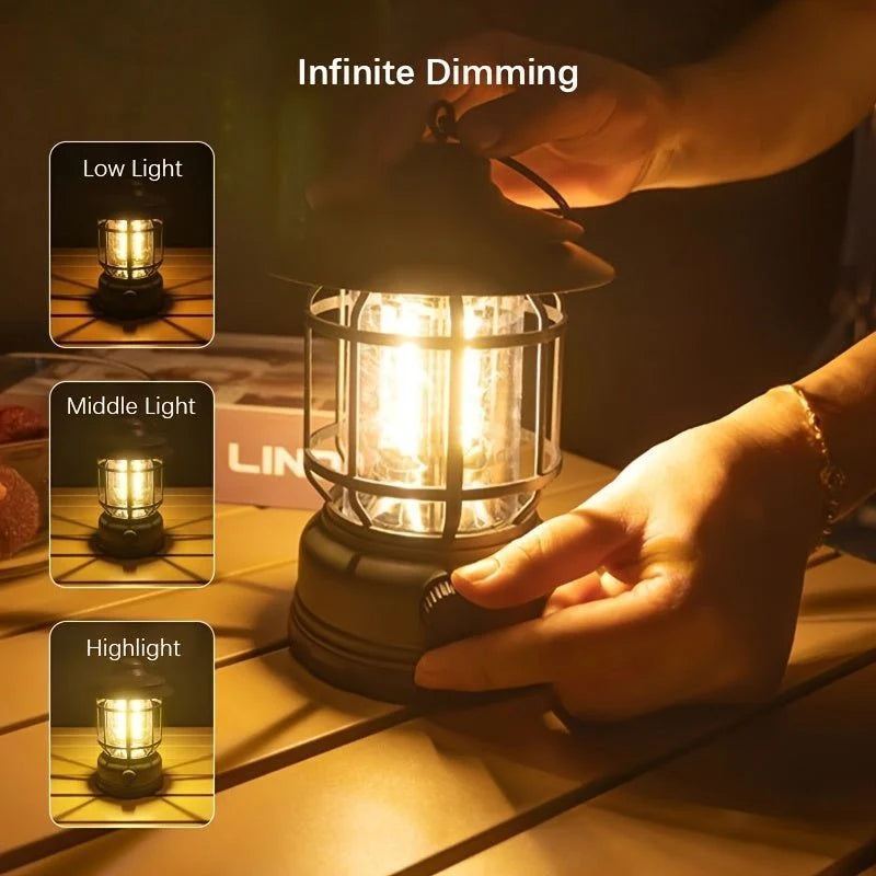 Camping Lantern Rechargeable Touch & Rotary Dial 6-Hour Runtime