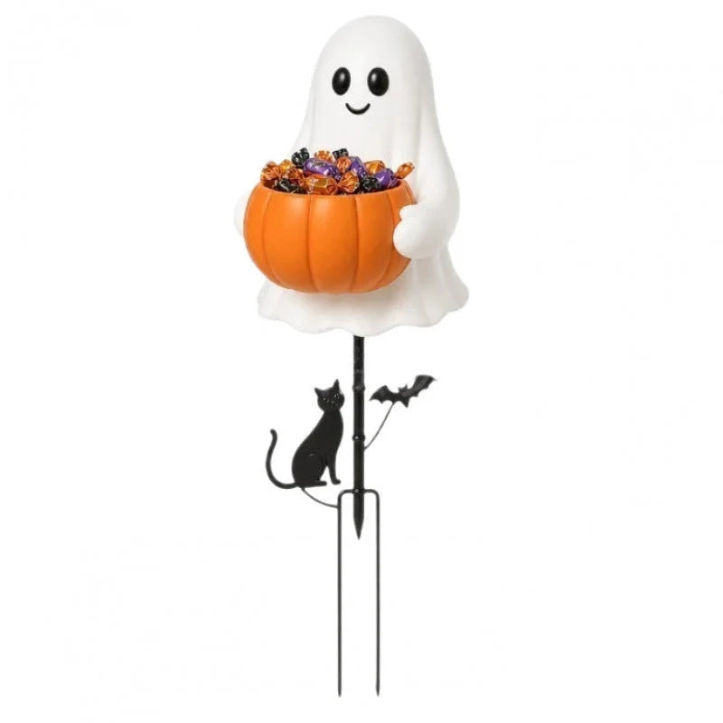 Candy Bowl Garden Stake Solar-Powered Ghost Light