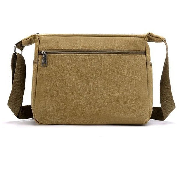Canvas Messenger Bag Adjustable Strap Multiple Pockets Lightweight Carry