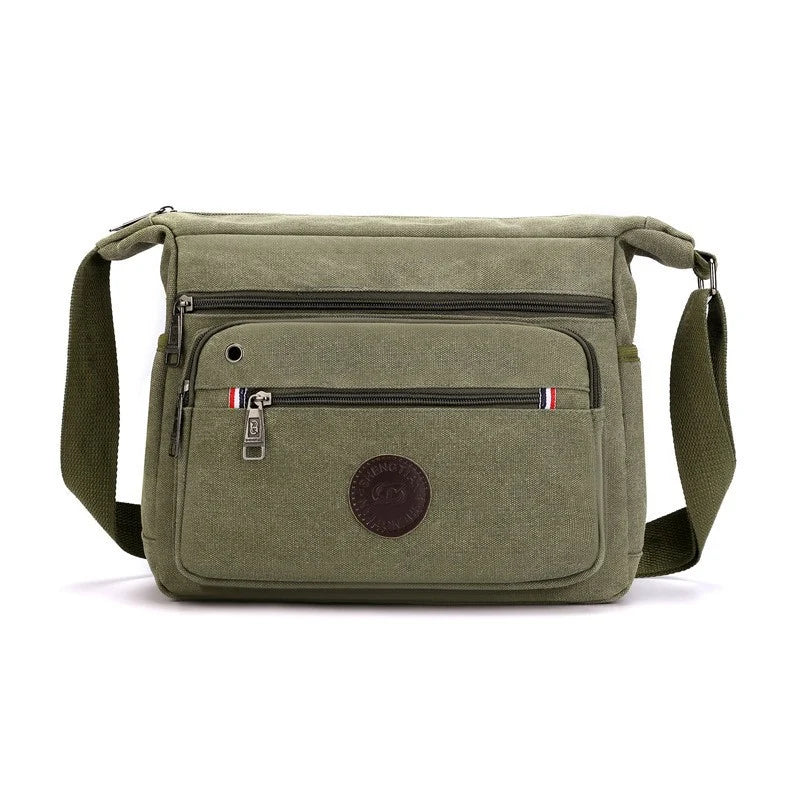 Canvas Messenger Bag Adjustable Strap Multiple Pockets Lightweight Carry
