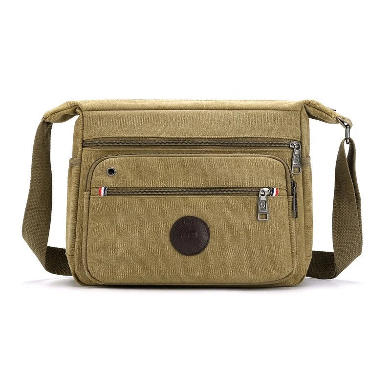 Canvas Messenger Bag Adjustable Strap Multiple Pockets Lightweight Carry