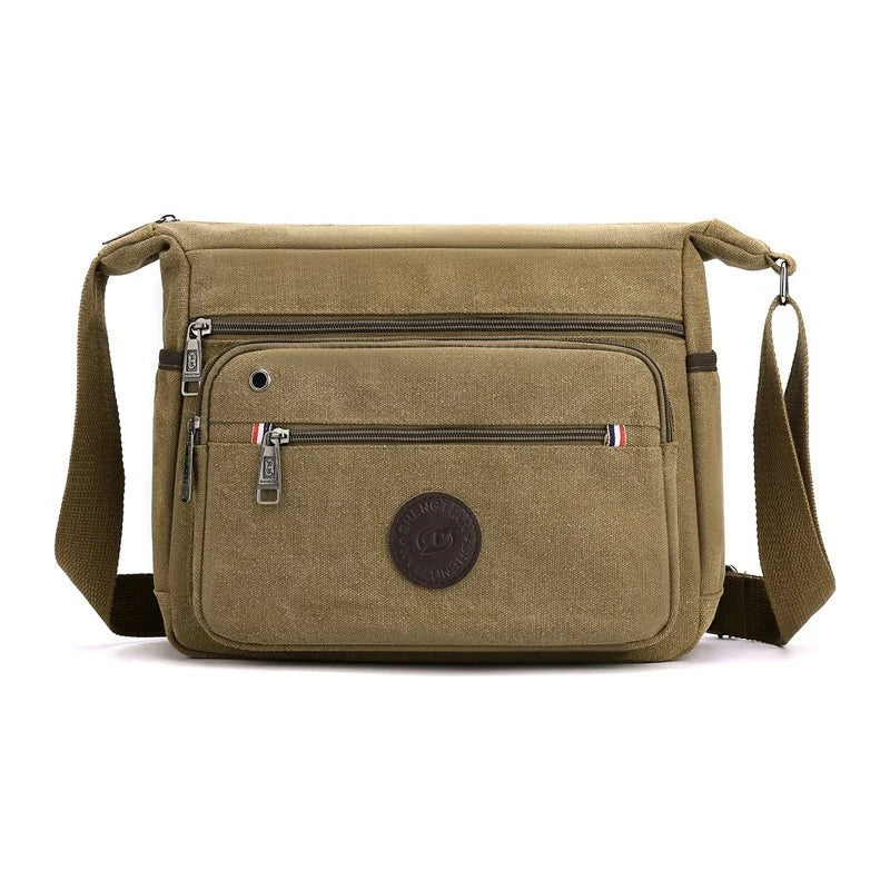 Canvas Messenger Bag Multiple Pockets Adjustable Strap Lightweight