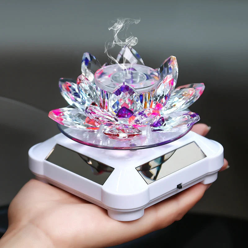 Car Air Freshener Solar-Powered Crystal Lotus Diffuser