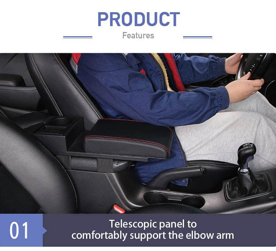 Car Armrest Organizer Dual USB Charging Side Pockets