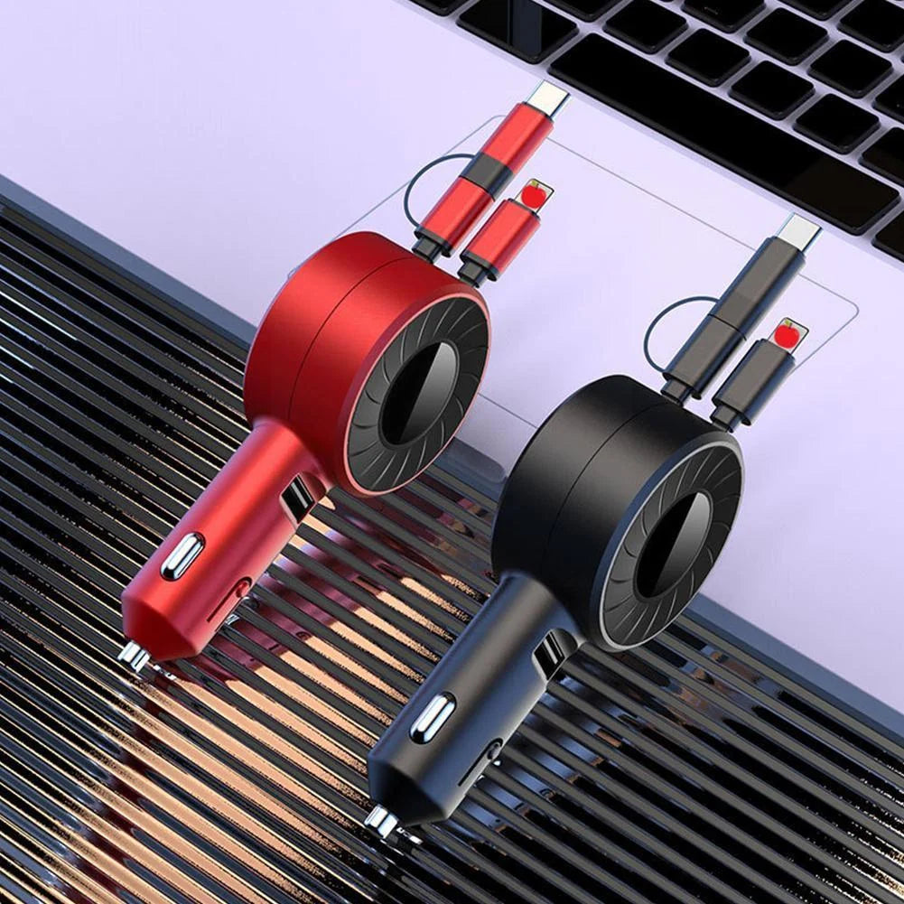 Car Charger Retractable 3-in-1 Fast Charging