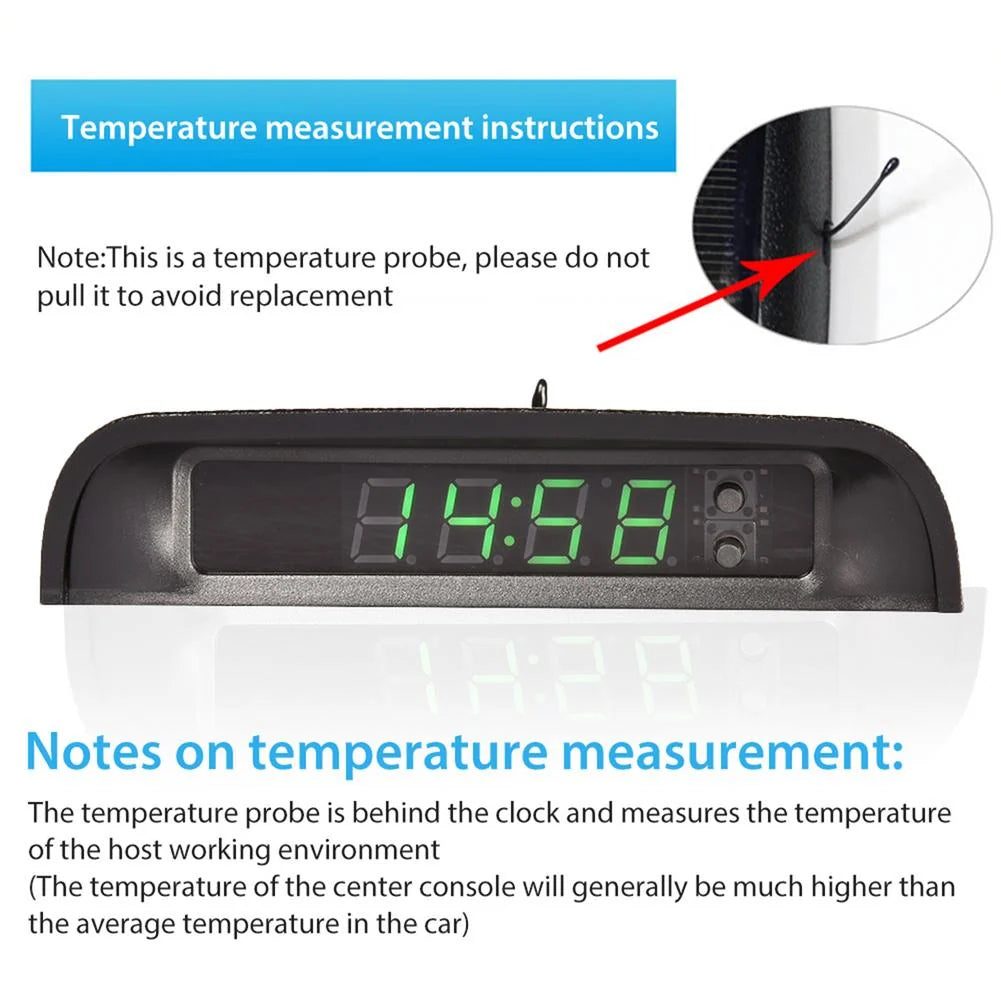 Car Dashboard Clock Solar-Powered Auto-Brightness Display