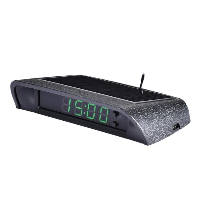Car Dashboard Clock Solar-Powered Auto-Brightness Display