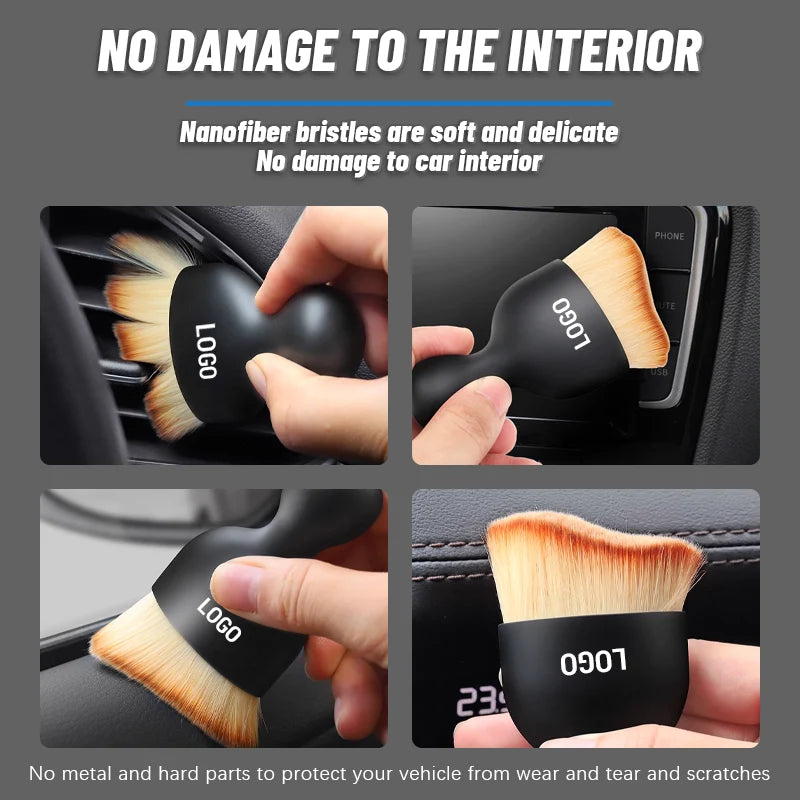 Car Detailing Brush Soft Bristles Non-Slip Handle Scratch-Safe
