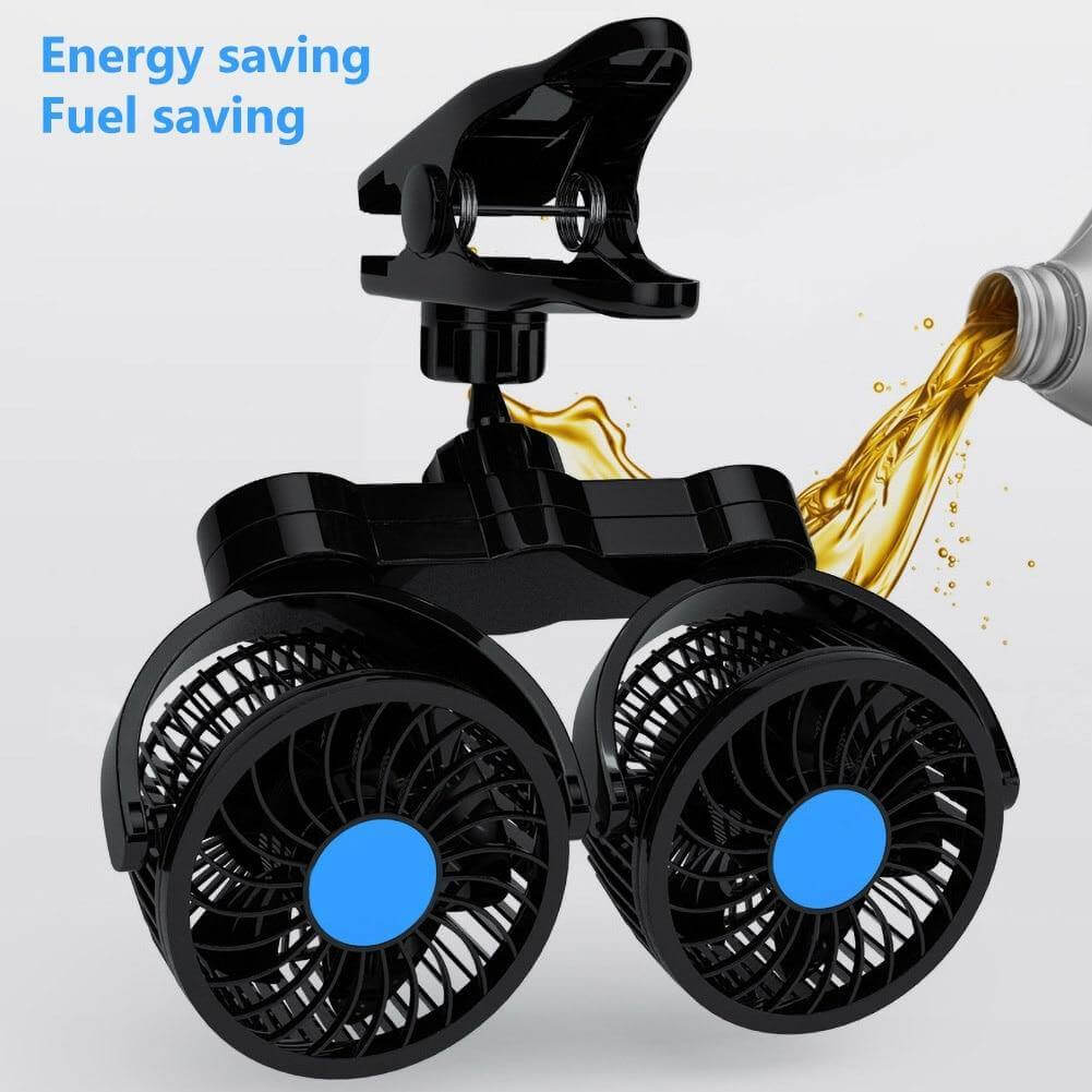 Car Fan 360° Rotating Adjustable Speed Clip-On Mount