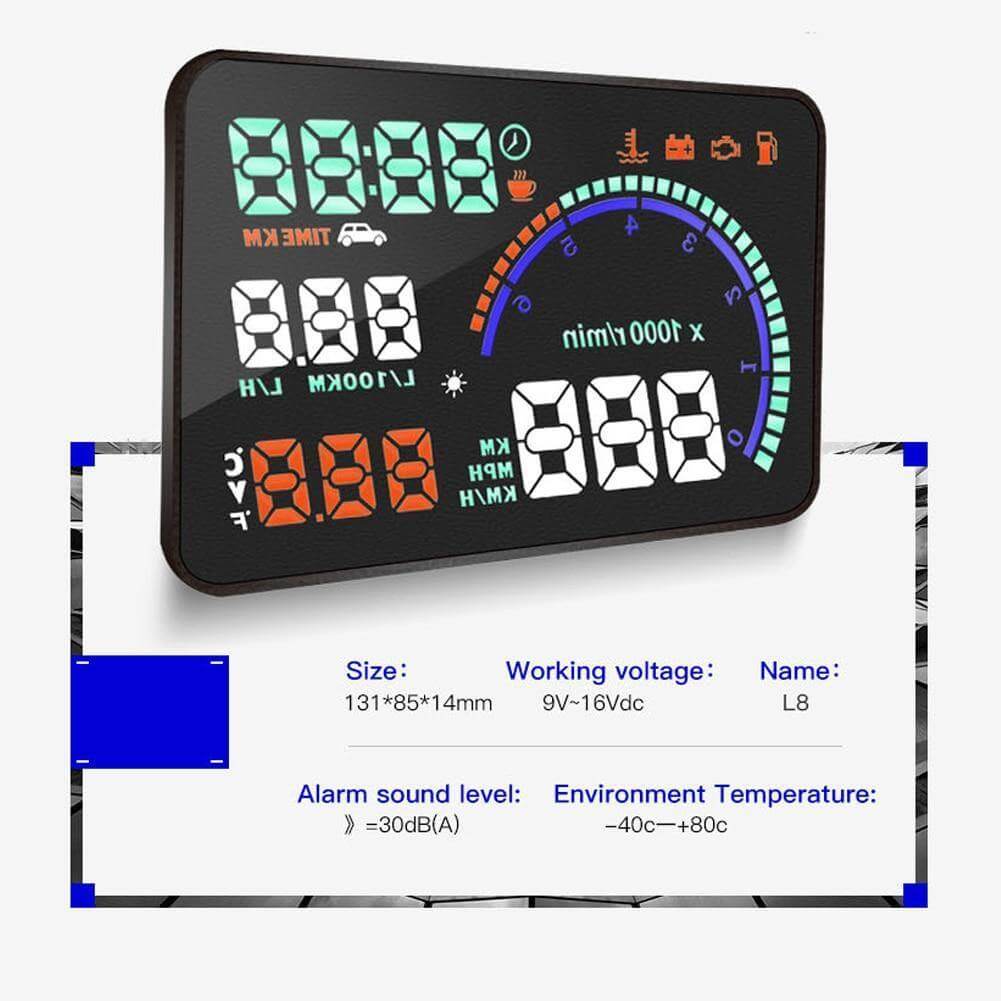 Car Head-Up Display OBD2 Compatible Adjustable LED Vehicle Monitor