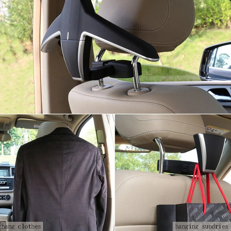 Car Headrest Clothes Hanger Foldable Detachable 44.1 Lb Capacity