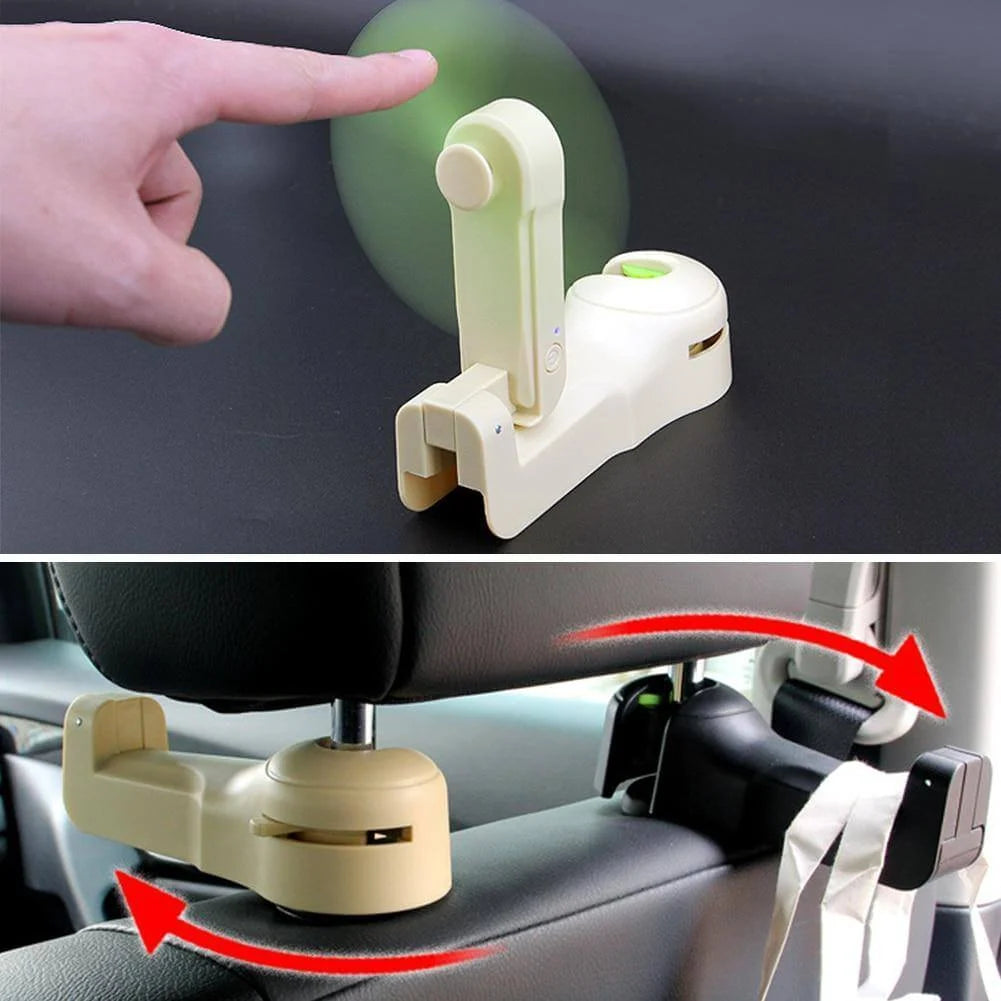 Car Headrest Fan Hook Three Speeds 22 lb Capacity