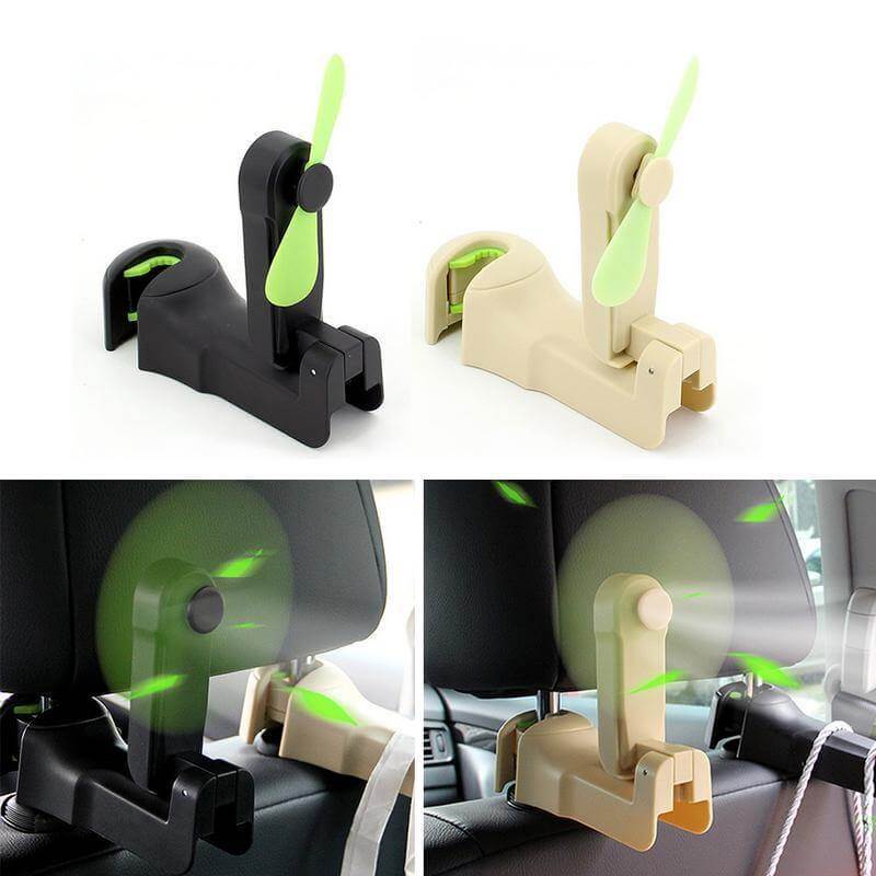 Car Headrest Fan Hook Three Speeds 22 lb Capacity