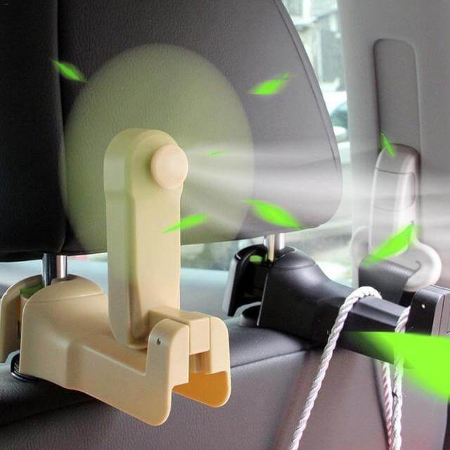 Car Headrest Fan Hook Three Speeds 22 lb Capacity