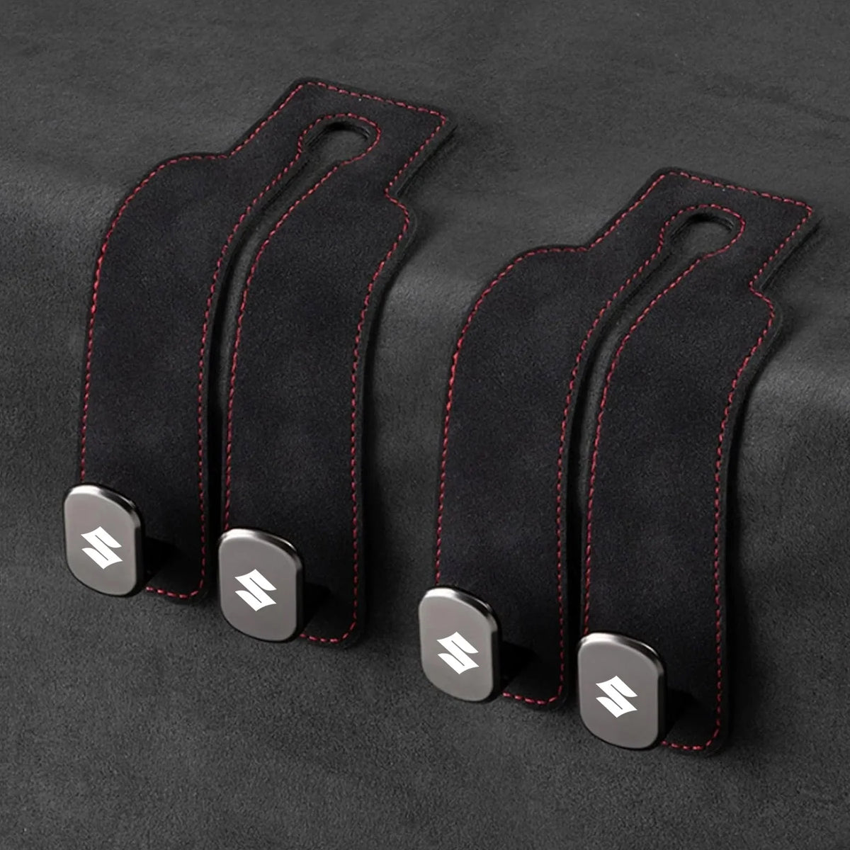 Car Headrest Hooks Leather-Wrapped Foldable Pair 30 lb Capacity