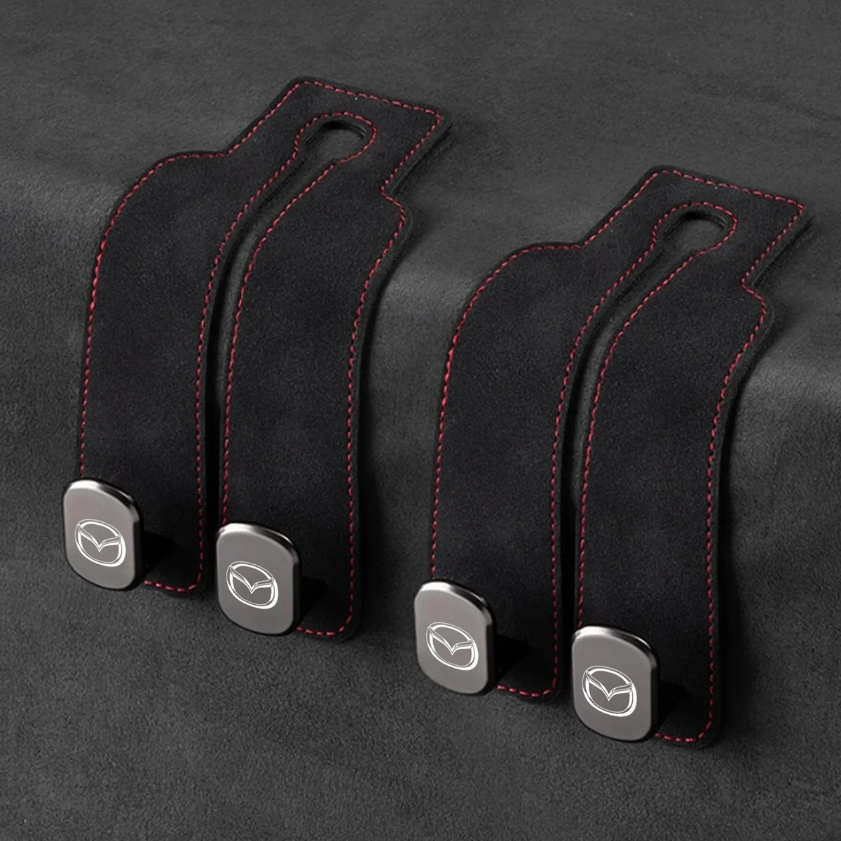 Car Headrest Hooks Leather-Wrapped Foldable Pair 30 lb Capacity