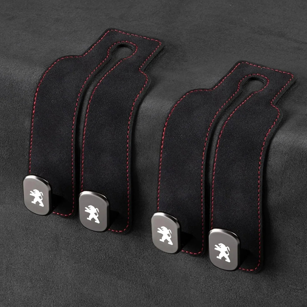 Car Headrest Hooks Leather-Wrapped Foldable Pair 30 lb Capacity