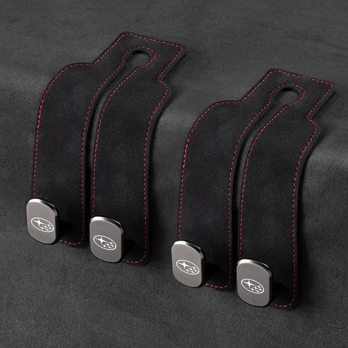 Car Headrest Hooks Leather-Wrapped Foldable Pair 30 lb Capacity