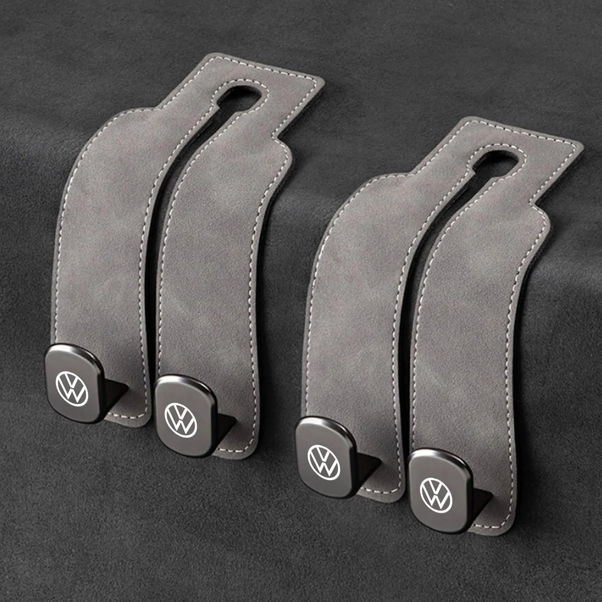 Car Headrest Hooks Leather-Wrapped Foldable Pair 30 lb Capacity