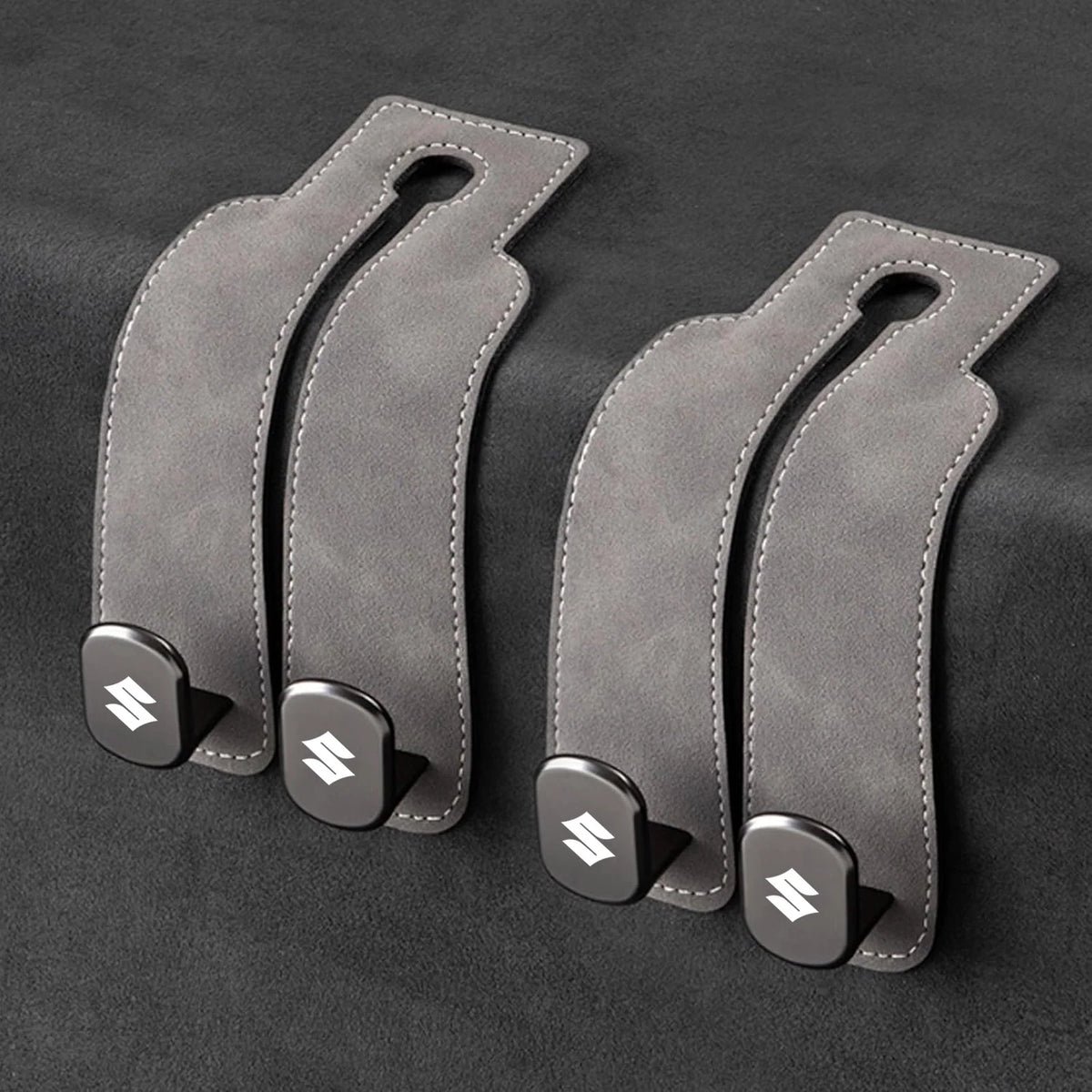 Car Headrest Hooks Leather-Wrapped Foldable Pair 30 lb Capacity
