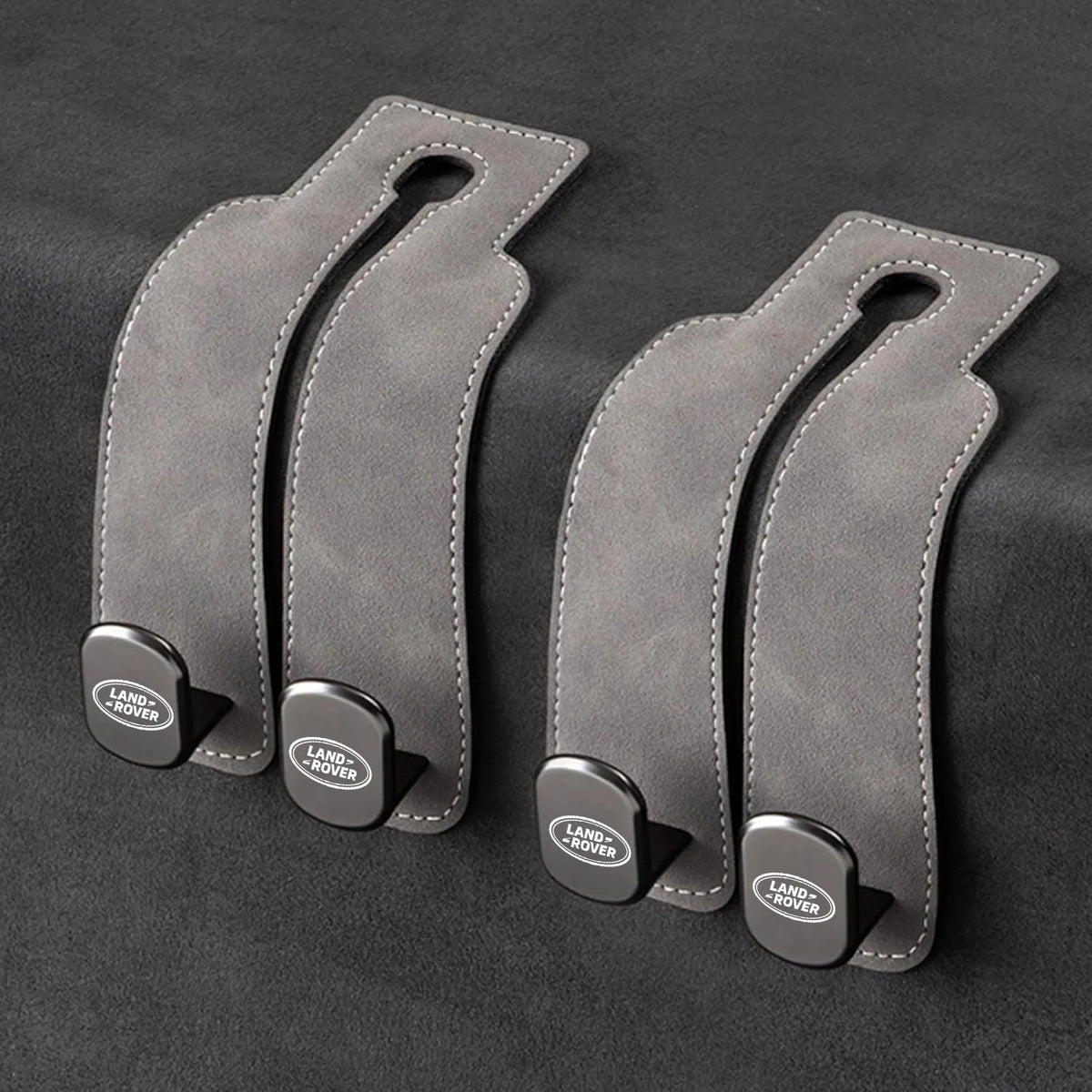 Car Headrest Hooks Leather-Wrapped Foldable Pair 30 lb Capacity