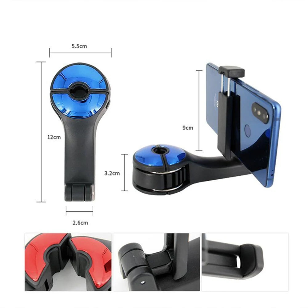 Car Headrest Phone Holder & Bag Hanger 360° Swivel