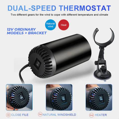 Car Heater Fast Heat & Cooling 360° Rotating Cup-Holder Plug-In