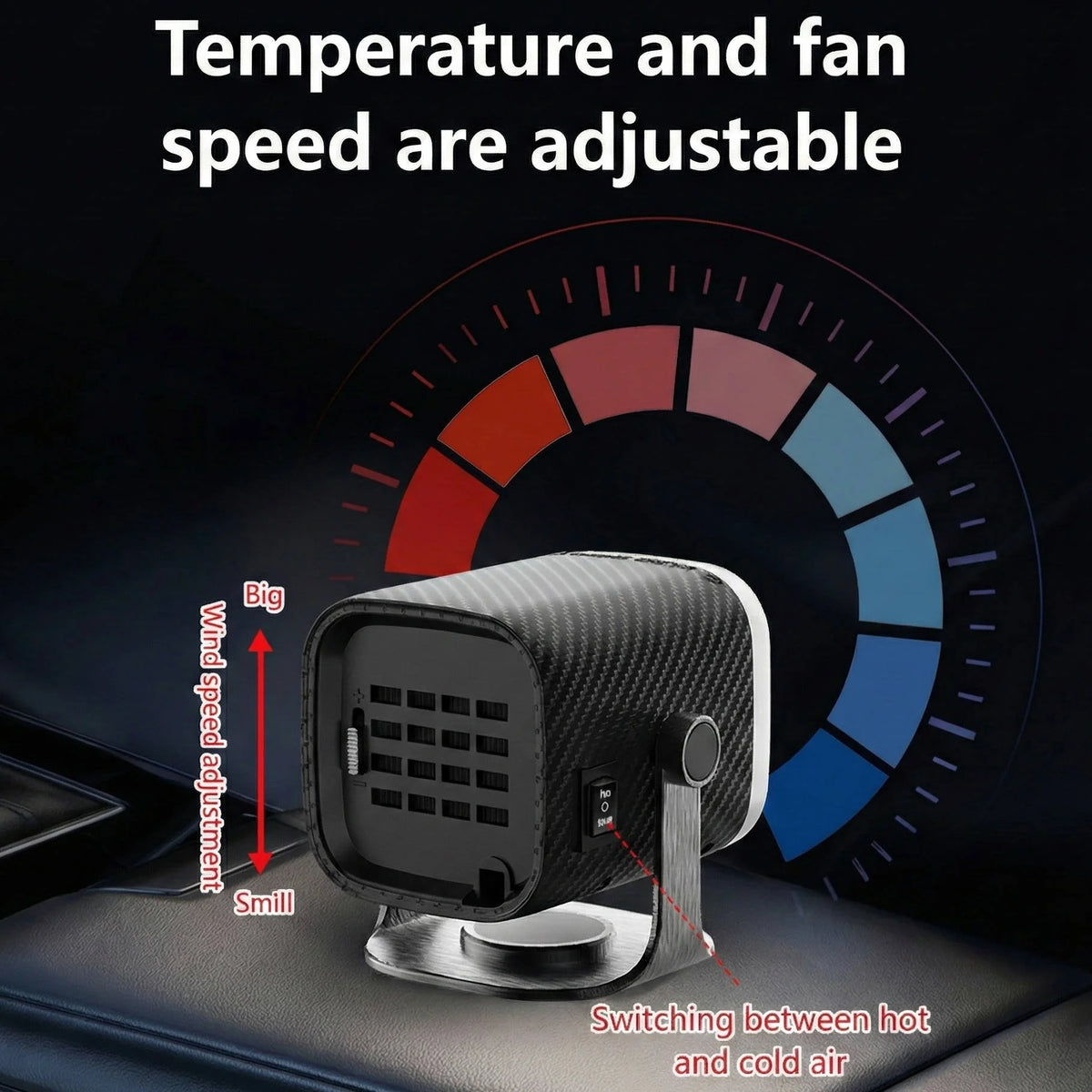 Car Heater & Windshield Defroster Ceramic 360° Rotating Airflow